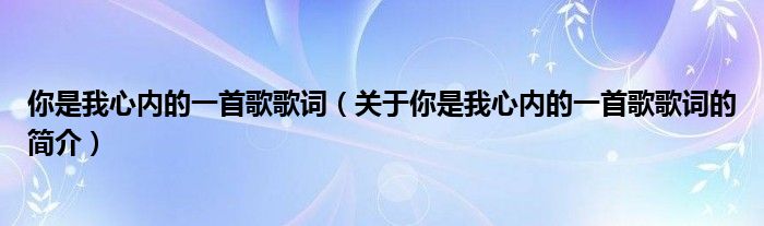 你是我心内的一首歌歌词（关于你是我心内的一首歌歌词的简介）