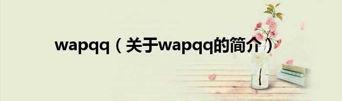 wapqq（关于wapqq的简介）