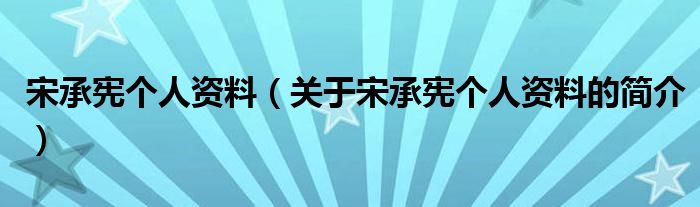 宋承宪个人资料（关于宋承宪个人资料的简介）