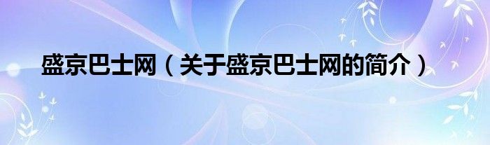 盛京巴士网（关于盛京巴士网的简介）