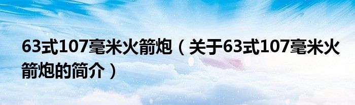 63式107毫米火箭炮（关于63式107毫米火箭炮的简介）