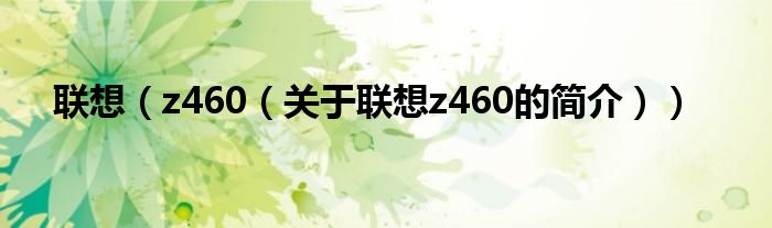 联想（z460（关于联想z460的简介））