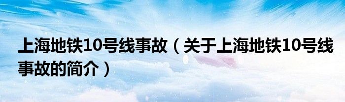 上海地铁10号线事故（关于上海地铁10号线事故的简介）