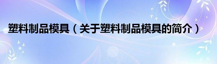 塑料制品模具（关于塑料制品模具的简介）