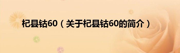 杞县钴60（关于杞县钴60的简介）