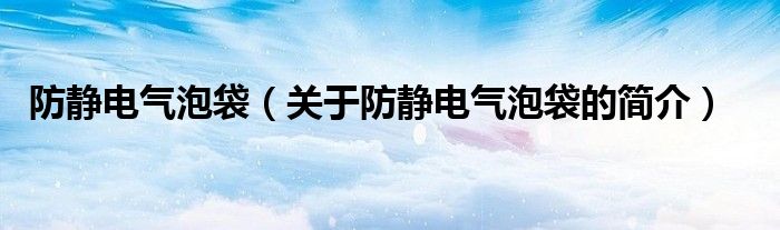 防静电气泡袋（关于防静电气泡袋的简介）