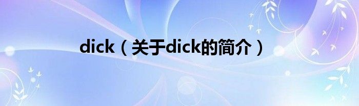dick（关于dick的简介）