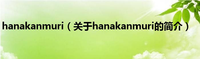 hanakanmuri（关于hanakanmuri的简介）