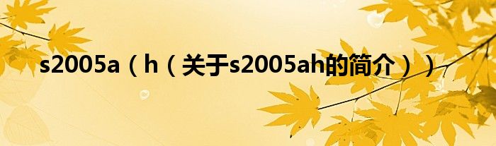 s2005a（h（关于s2005ah的简介））