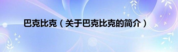 巴克比克（关于巴克比克的简介）