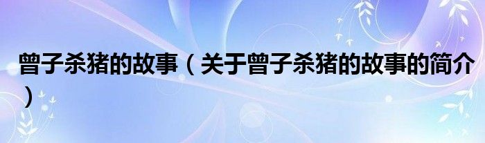 曾子杀猪的故事（关于曾子杀猪的故事的简介）