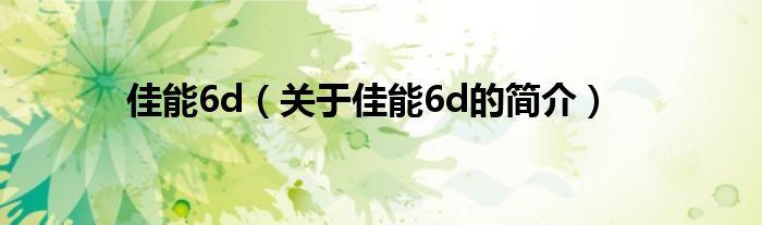 佳能6d（关于佳能6d的简介）