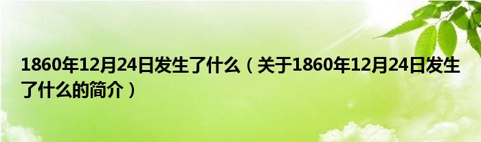 1860年12月24日发生了什么（关于1860年12月24日发生了什么的简介）