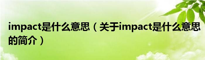 impact是什么意思（关于impact是什么意思的简介）