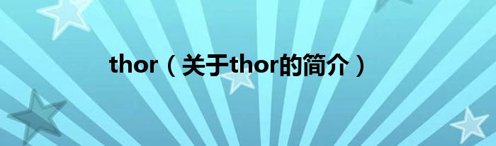 thor（关于thor的简介）