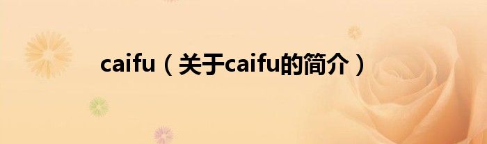 caifu（关于caifu的简介）