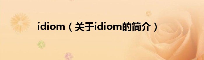 idiom（关于idiom的简介）