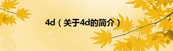 4d（关于4d的简介）