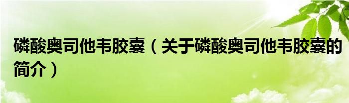 磷酸奥司他韦胶囊（关于磷酸奥司他韦胶囊的简介）