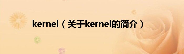 kernel（关于kernel的简介）