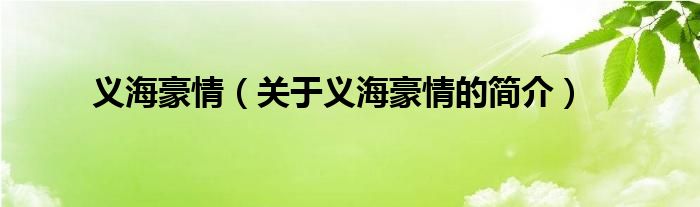 义海豪情（关于义海豪情的简介）