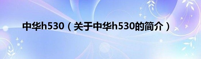 中华h530（关于中华h530的简介）