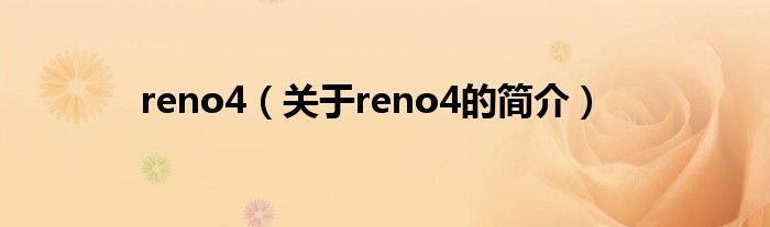 reno4（关于reno4的简介）