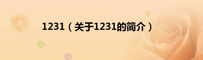 1231（关于1231的简介）