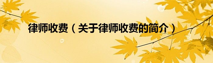 律师收费（关于律师收费的简介）