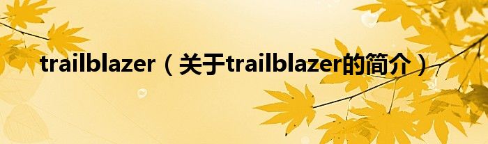 trailblazer（关于trailblazer的简介）