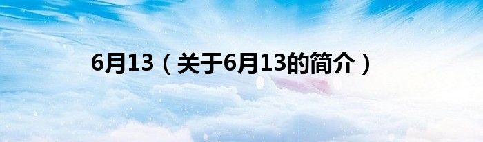 6月13（关于6月13的简介）