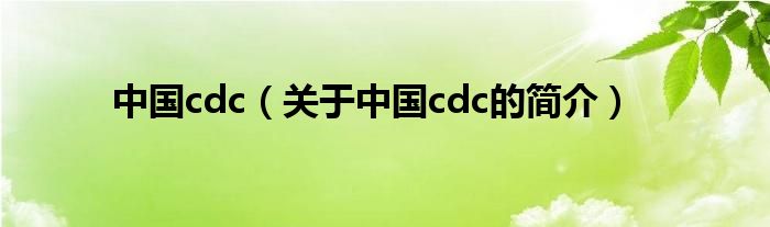 中国cdc（关于中国cdc的简介）