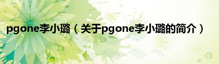 pgone李小璐（关于pgone李小璐的简介）