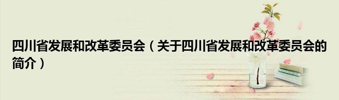 四川省发展和改革委员会（关于四川省发展和改革委员会的简介）