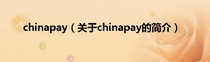 chinapay（关于chinapay的简介）