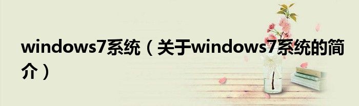 windows7系统（关于windows7系统的简介）