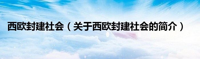 西欧封建社会（关于西欧封建社会的简介）