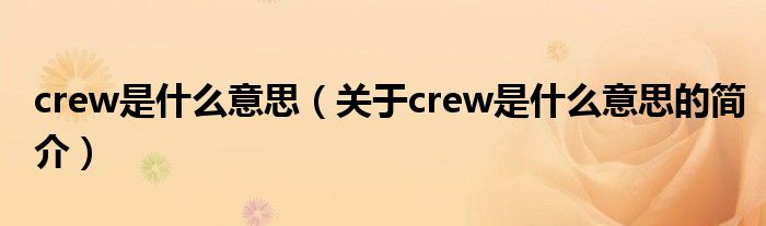 crew是什么意思（关于crew是什么意思的简介）