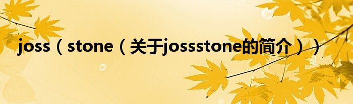 joss（stone（关于jossstone的简介））