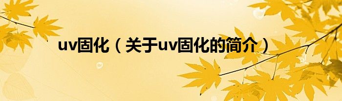 uv固化（关于uv固化的简介）