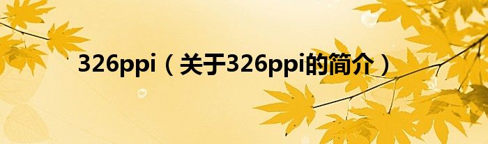 326ppi（关于326ppi的简介）