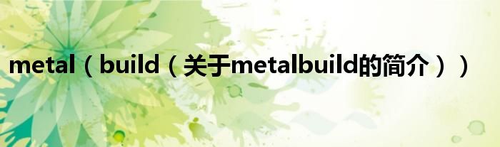 metal（build（关于metalbuild的简介））