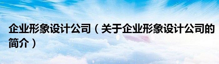 企业形象设计公司（关于企业形象设计公司的简介）