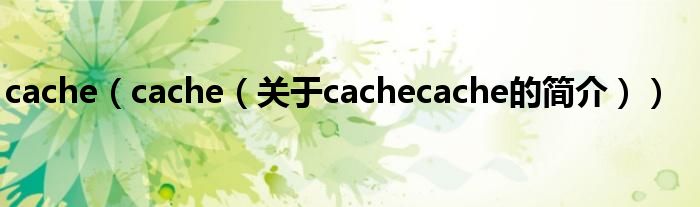 cache（cache（关于cachecache的简介））