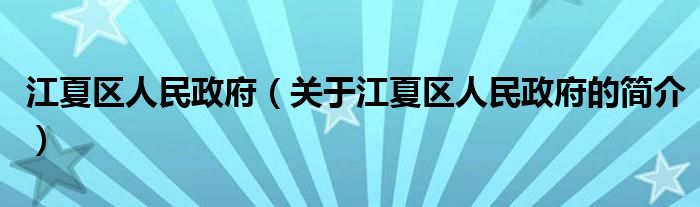 江夏区人民政府（关于江夏区人民政府的简介）