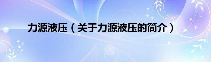 力源液压（关于力源液压的简介）