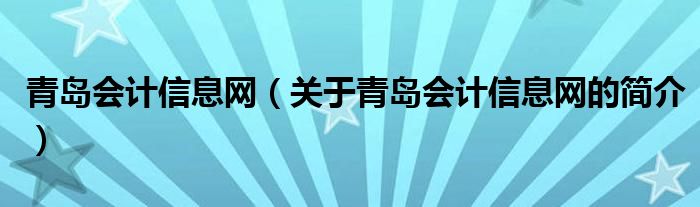 青岛会计信息网（关于青岛会计信息网的简介）