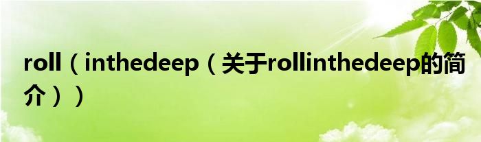 roll（inthedeep（关于rollinthedeep的简介））