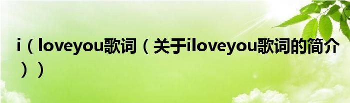 i（loveyou歌词（关于iloveyou歌词的简介））