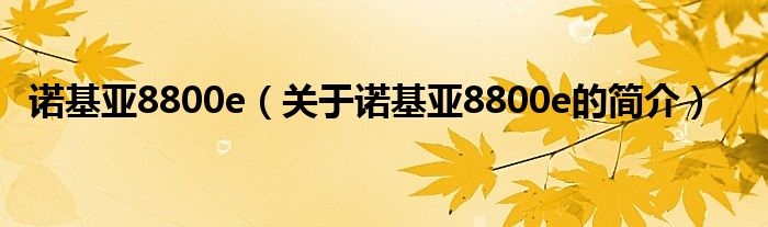 诺基亚8800e（关于诺基亚8800e的简介）